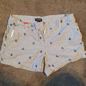 British Khaki Blue Striped Women's Cargo Shorts